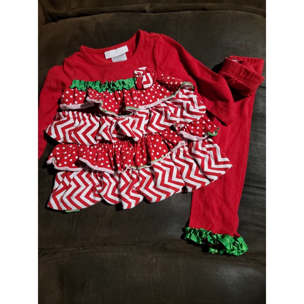 Bonnie baby red Christmas holiday outfit top and leggings size 12 months